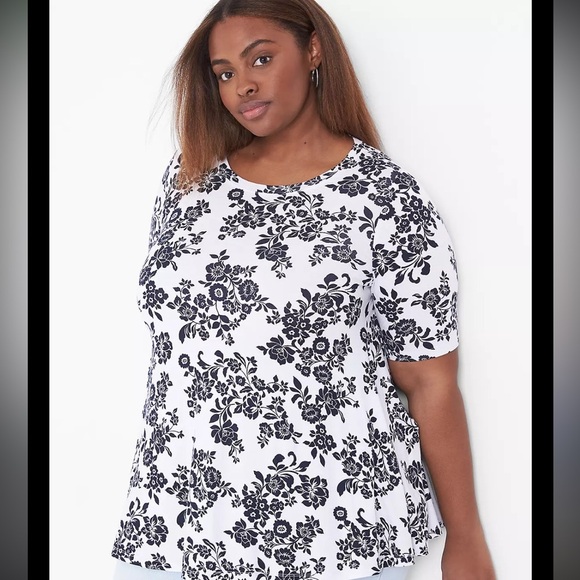 Lane Bryant Modern Slub Swing Perfect Sleeve Straight-Hem Tee - Picture 1 of 7